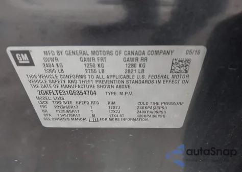2016 GMC Terrain Sle-2 from USA, damaged, VIN 2GKFLTE31G6354704